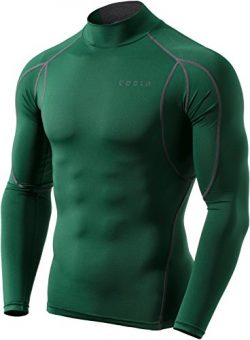TM-MUT12-GRN_Large Tesla Men’s Mock Long-Sleeved T-Shirt Cool Dry Compression Baselayer MUT12