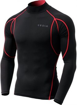 TM-MUT12-KKR_Medium Tesla Men’s Mock Long-Sleeved T-Shirt Cool Dry Compression Baselayer MUT12