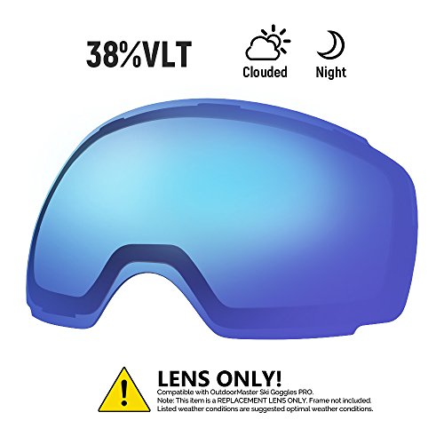 OutdoorMaster Ski Goggles PRO Replacement Lens – 20+ Different Colors ( VLT 38% Blue Lens ...