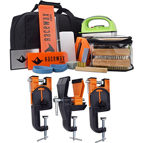 RaceWax Complete Ski Wax Tuning Kit Plus Ski Vise (Accepts Snowboard Adapter)