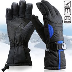 Waterproof Mens Ski Gloves, Breathable Windproof Warm Skiing Snowboard Gloves, Winter Cold Weath ...