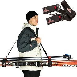 Athletrek Ski and Pole Carrier Strap with Durable Cushioned Velcro to Protect Skis from scratche ...