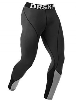 DRSKIN Compression Cool Dry Sports Tights Pants Baselayer Running Leggings Yoga Rashguard Men (M ...