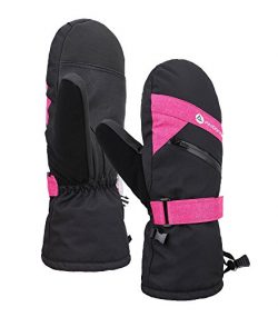 Andorra Women’s Cross Country Textured Touchscreen Ski Mittens,Pink + Black,S/M