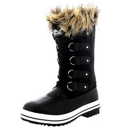 Womens Lace Up Rubber Sole Tall Winter Snow Rain Shoe Boots – 9 – BLS40 YC0062