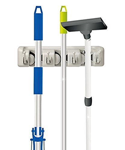 Mop and Broom Holder, Multipurpose Wall Mounted Organizer Storage Hooks, Ideal Broom Hanger for ...