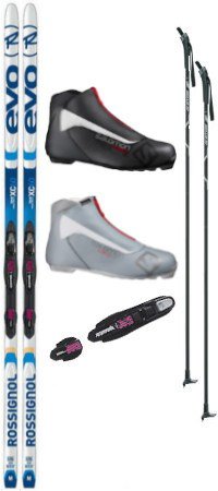Rossignol Evo XC 60 Tour Cross Country Ski Package (Skis, Boots, Bindings, Poles)