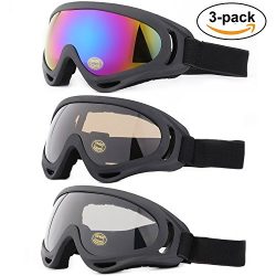 Ski Goggles, Yidomto Pack of 3 Snowboard Goggles for Kids,Boys,Girls,Youth, Mens,Womens,with UV  ...