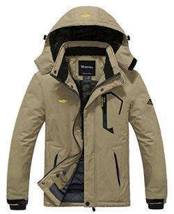 Wantdo Men’s Waterproof Mountain Jacket Fleece Windproof Ski Jacket US XL  Khaki XL