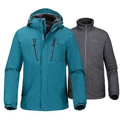 OutdoorMaster Men’s 3-in-1 Ski Jacket – Winter Jacket Set with Fleece Liner Jacket & ...