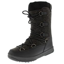 Womens Fleece Thermal Waterproof Winter Durable Snow Knee Boots – Gray Textile – US8 ...