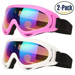Ski Goggles, Pack of 2, Skate Glasses for Kids, Boys & Girls, Youth, Men & Women, with U ...