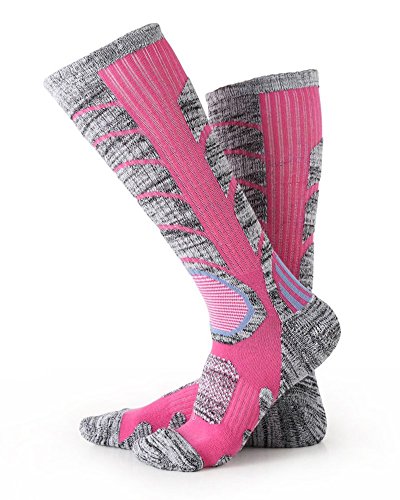 Womens Ski Socks 1 Pack Ski Compression Socks Rose Red