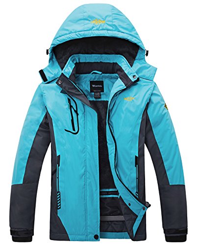 Wantdo Women’s Waterproof Mountain Jacket Fleece Ski Jacket US S Blue Small