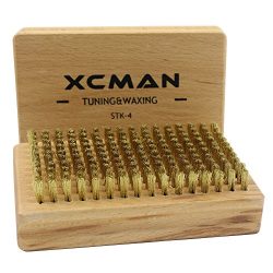 XCMAN Nordic Ski Tuning Equipment Nature Beech Wood Ski and Snowboard Wax Brushes (Brass Brush)