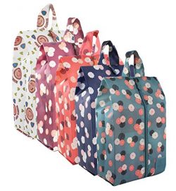 5 Pack Women Portable Travel Shoe Bags with Zipper Colorful Storage Organizer Bag