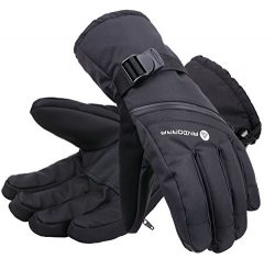 Andorra Men’s Cross Country Textured Touchscreen Ski Glove with Zippered,Black,L