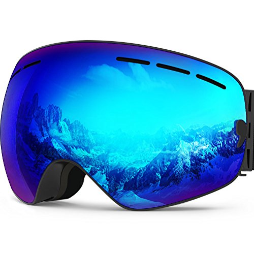 ZIONOR X Ski Snowboard Snow Goggles OTG Design for Men Women with Spherical Detachable Lens UV P ...
