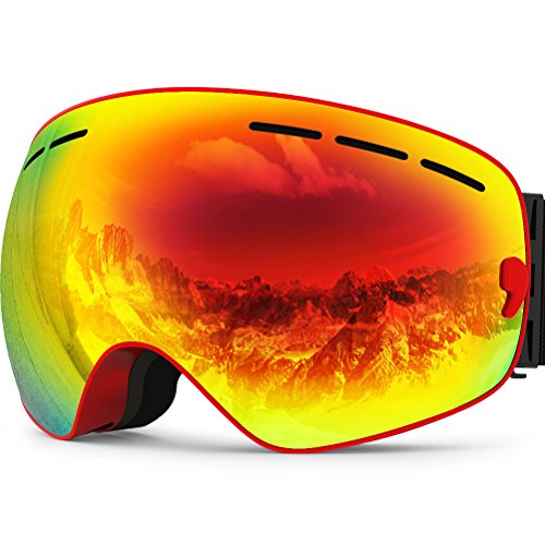 ZIONOR X Ski Snowboard Snow Goggles OTG Design for Men Women with Spherical Detachable Lens UV P ...
