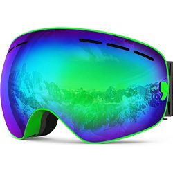 ZIONOR X Ski Snowboard Snow Goggles OTG Design for Men Women with Spherical Detachable Lens UV P ...