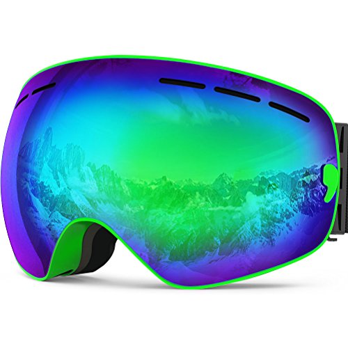 ZIONOR X Ski Snowboard Snow Goggles OTG Design for Men Women with Spherical Detachable Lens UV P ...