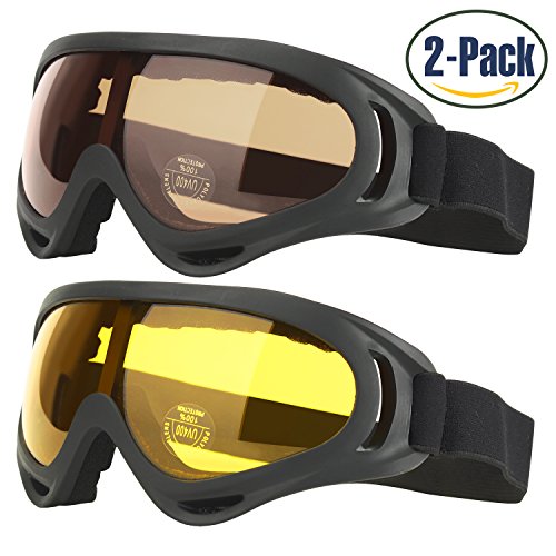 Ski Goggles, Pack of 2, Snowboard Goggles for Kids, Boys & Girls, Youth, Men & Women, wi ...