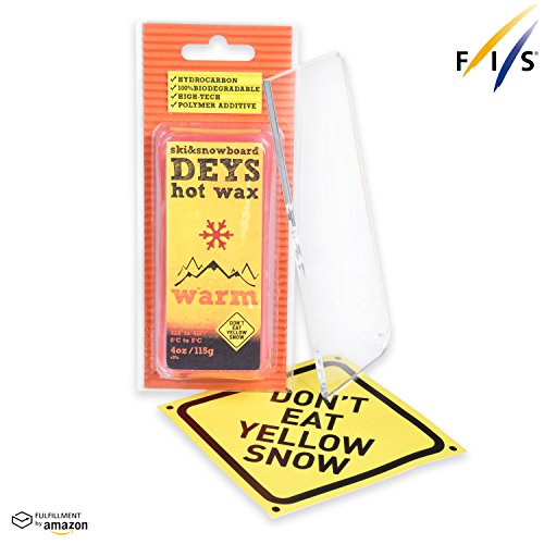 Snowboard / Ski Wax from DEYS (WARM) – Free Plexi Scraper. Gift Ready Combo
