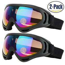 Ski Goggles, Pack of 2, Skate Glasses for Kids, Boys & Girls, Youth, Men & Women, with U ...