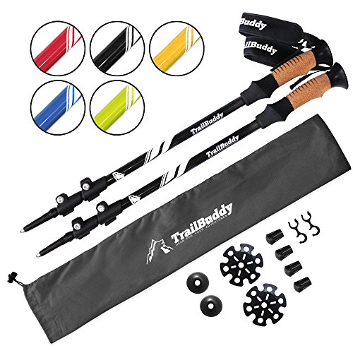 TrailBuddy Trekking Poles – 2-pc Pack Adjustable Hiking or Walking Sticks – Strong, ...