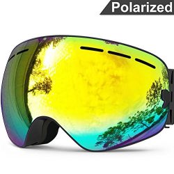 ZIONOR X Ski Snowboard Snow Goggles OTG Design for Men Women with Spherical Detachable Lens UV P ...