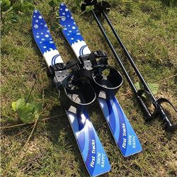 I-sport ABS Plastic Snow Skis and Poles with Bindings for Kids Beginner Ages 5-10