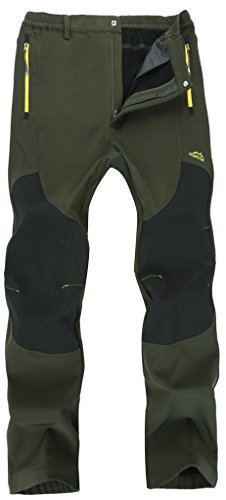 Singbring Men’s Outdoor Windproof Hiking Pants Waterproof Ski Pants X-Large Army Green(606)