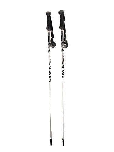 WSD Adult Aluminum Alpine Downhill Ski Poles with Baskets Plus Extra Powder Baskets, Silver
