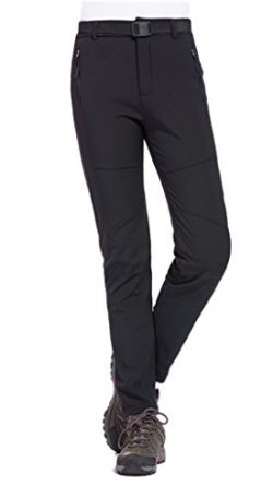 Geval Women’s Outdoor Windproof Waterproof Softshell Fleece Snow pants (XS,Black)