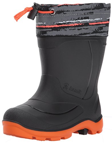 Kamik Kids’ Snobuster2 Snow Boot, Charcoal/Orange, 1 Medium US Little Kid