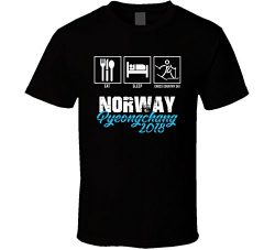 Eat Sleep Cross Country Ski Team Norway Pyeongchang Winter Olympics 2018 T Shirt L Black
