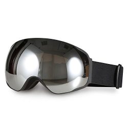 Ski Goggles, Hicool Pro Ski Snowboard Skating Goggle with Mirrored Lens Anti-fog UV Protection D ...