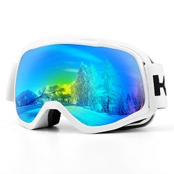 Kids Ski Goggles, UV Protection Anti-Fog Detachable Lens Snowboard Goggles with Wide Angle for 6 ...
