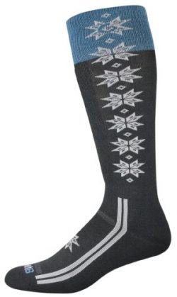 point6 Women’s Ski/Christie Light “Over The Calf” Socks, Black/White, Small