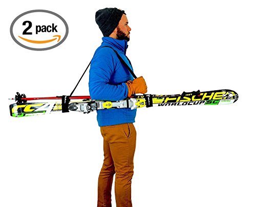 Set of 2 Ski and Pole Carriers | Adjustable Ski Shoulder Strap | StoreYourBoard