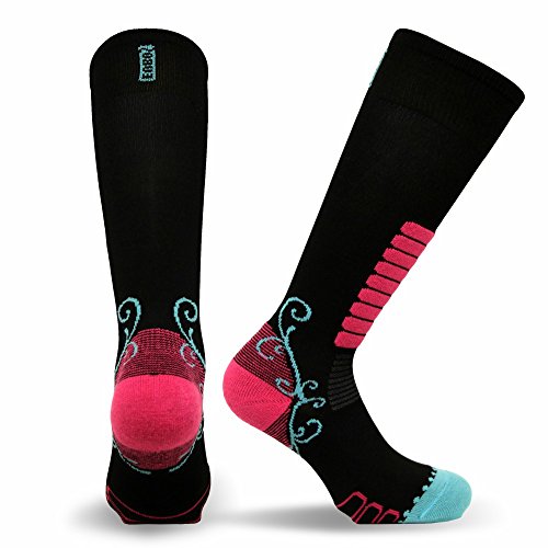 Eurosocks Women’sSweet Silver Ski Socks, Black, Small