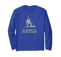 Unisex Backcountry Skiing L/s T shirt – in search of fresh powder Small Royal Blue