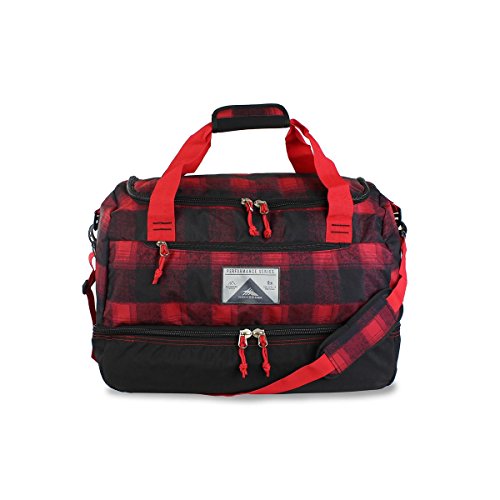 High Sierra Over-Under Cargo Duffel Bag, Buffalo Plaid/Black/Crimson