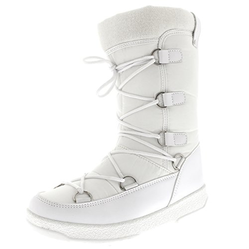 Polar Products Womens Fleece Thermal Waterproof Winter Durable Snow Knee Boots – White