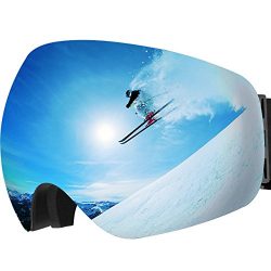 OMorc Ski Goggles Anti-Fog &100% UV400 Protection OTG Snowboard Goggles, Big Spherical Lens  ...