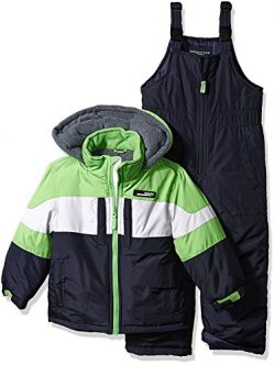 London Fog Big Boys’ 2-Piece Colorblock Snow Bib and Jacket Snowsuit, Green 8