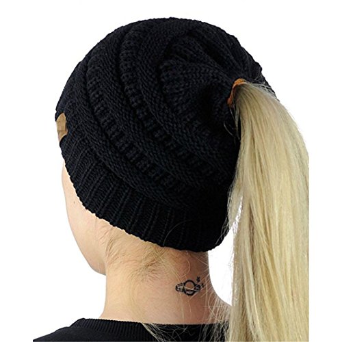 Knit hat,IEason Women Baggy Warm Crochet Winter Wool Knit Ski Beanie Skull Slouchy Caps Hat (Black)