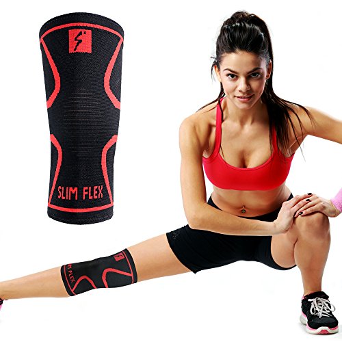 Slim Flex Knee Compression Sleeve (Single) for Running, Jogging, Sports, Crossfit, Joint Pain Re ...
