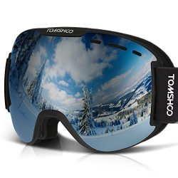 TOMSHOO OTG Ski Goggles Windproof Dustproof Anti-Fog UV Protection Spherical Wide Vision Double  ...
