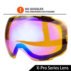 WACOOL Multicolor Professional Ski Goggles (X-Pro Series Magnetic Replacement Lens Orange VLT 38%)